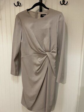 Paule Ka Paris Long Sleeve Twisted Knot Front Crepe Dress - Size FR 40 (US 8)